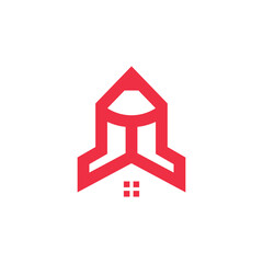 Pencil house design element vector icon idea with creative concept