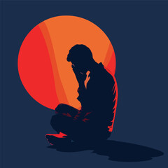Pray Man vector illustration. a flat illustration icon