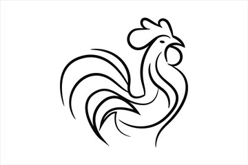 continuous line drawing of rooster. logo vector icon outline monoline illustration.