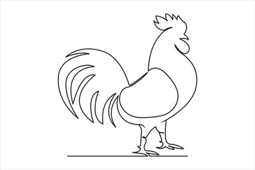 continuous line drawing of rooster. logo vector icon outline monoline illustration.