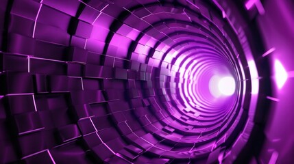 Obraz premium Purple Mathematical Geometric Cylinder under Black-White Spot Lighting Background. Conceptual image of technological innovations, strategies and revolutions. 3D CG