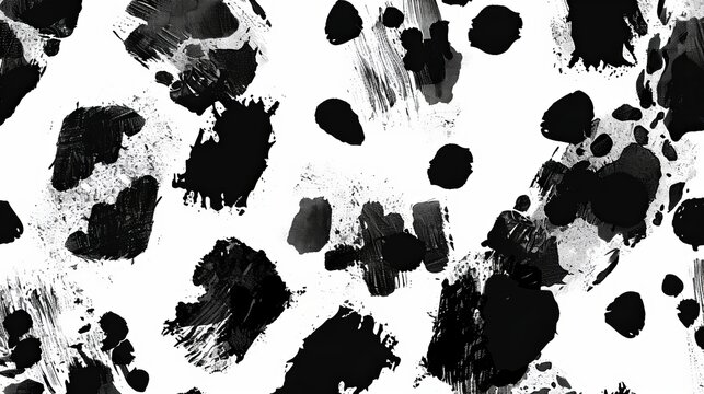 Seamless Dog Pattern. Black Hand Ink. Vector Brush. White Animal Polka. Seamless Fur Background. Graffiti Dot Cheetah Circle. Vector Polka. Cheetah Print Blot. Dirty Blob. Irregular Paint Texture 