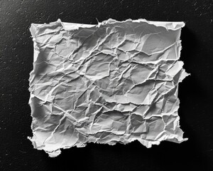 Abstract Torn White Paper Square on Black Background