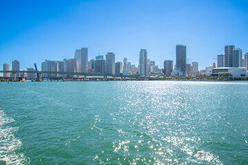Naklejka premium Architecture of the city of Miami view from the south channel