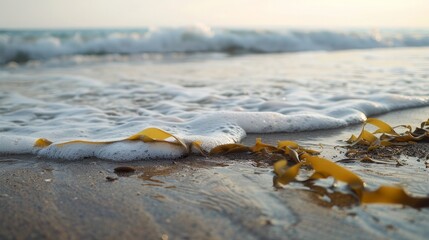 Fototapeta na wymiar seaweed on a sandy beach