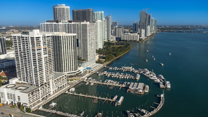 Aerial view of the architecture of the city of Miami from the south channel