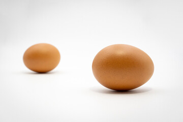 Chicken eggs on a white background