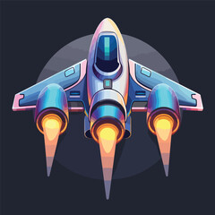Spaceship app icon. Flying spacecraft. Aerospace vehic