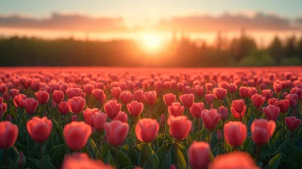 Rolgordijnen Spring, vast field full of colorful flowers in full bloom © CreatieveART