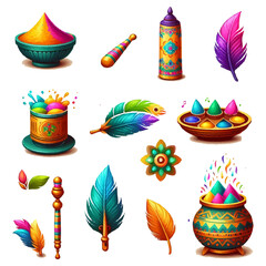 set of colorful Holi special element