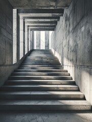 Abstract Concrete Staircase: The Majestic Entrance to Modern Architecture