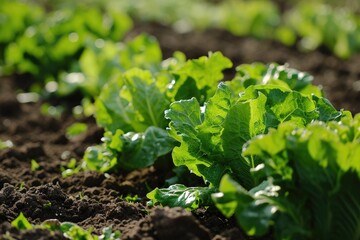 Close-up of Fresh Lettuce Growing in a Kitchen Garden
