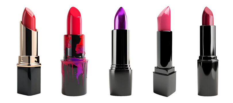 3D Rendering Pack of a Colorful Lipstick on Transparent Background - Ai Generated