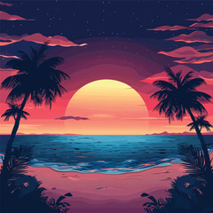 Fototapeta na wymiar Vector illustration of sunset view can be use backgrou