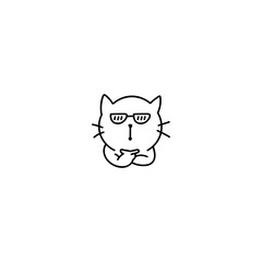 Hand drawn cool cute cat, icon, simple doodle icon