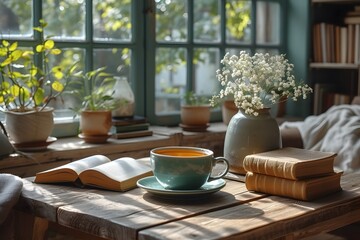 coffee table with open book mockups