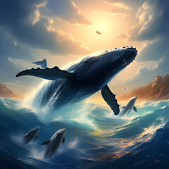 whale in the sea, ai-generatet
