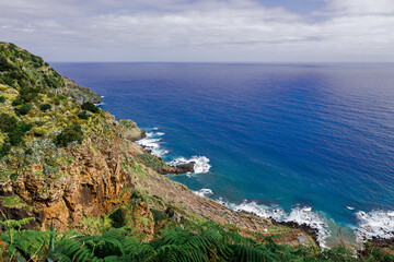 Fototapeta na wymiar Landscapes at Azores islands, hiking at Santa Maria, Portugal, travel in Europe.