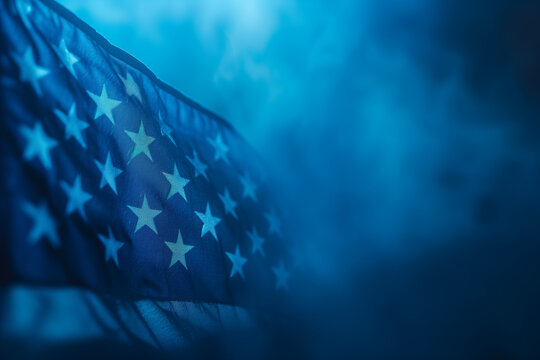 American flag on blue background
