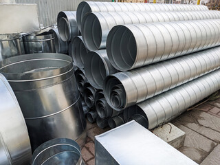 Modern Ventilation Ducts and Tubes. Aluminum Design