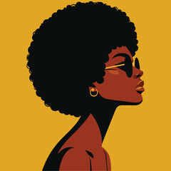 Black woman modern icon avatar, Wall art design, Vector, logo