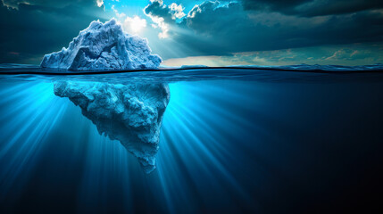 Submerged iceberg as seen from underwater - obrazy, fototapety, plakaty