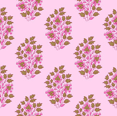 Indian Traditional floral block print design allover seamless repeat pattern digitalt textile design