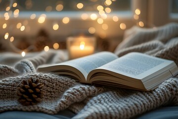open book mockup on a blanket