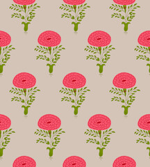 allover floral seamless repeat pattern digital block print screen print textile motif design