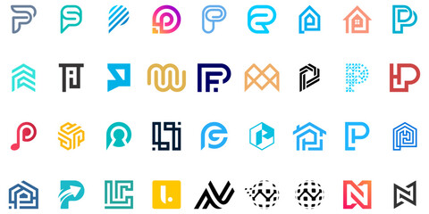 monogram logo collection,Abstract design concept for branding