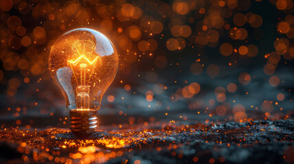 light bulb icon and business marketing strategy. isolated on black background,generative ai