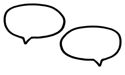 Fototapeta premium Left and Right Speech Bubbles. Isolated Hand-Drawn Speech Bubbles on Transparent or White Background. Vector Illustration Set.