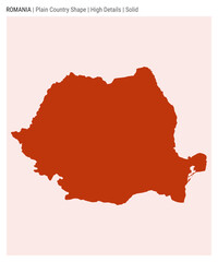 Obraz premium Romania plain country map. High details. Solid style. Shape of Romania. Vector illustration.