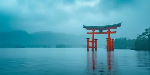 Rolgordijnen Miyajima, Hiroshima, Japan at the floating gate of Itsukushima Shrine. © YuDwi Studio