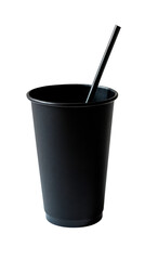 Black Disposable Cup With Straw