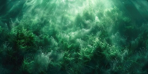 Bright Green Seagrass Embellishing the Ocean Floor. Generative Ai - obrazy, fototapety, plakaty