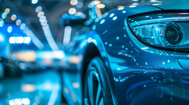 Gros plan sur une voiture dans un showroom. 
