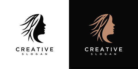 Beautiful woman face logo. Abstract concept of feminine beauty salon logo with woman's face