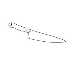 Vector isolated kithen chef knife one single contemporary line colorless black and white contour line easy drawing