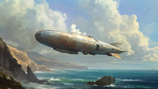Dieselpunk Odyssey: Zeppelin Adventure on the High Seas. Generative ai