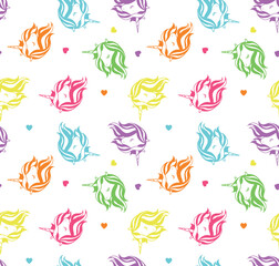 seamless pattern with unicorn. flat vector. colorful unicorns. silhouette