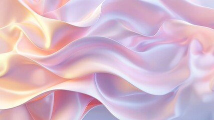 Obraz premium 3D rendering, abstract blue and pink waves, texture background with light smooth satin fabric