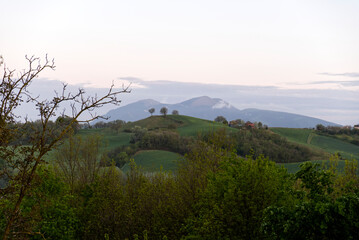 typical hilly landscape of Urbino, in central Italy