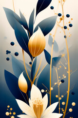 Botanical banner for decoration, print, wallpaper, textile, interior design.