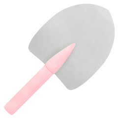 Cute pink handle shovel watercolor hand painting