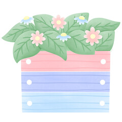 Flower planting trough watercolor hand painting