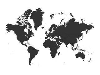Flat World Map with all Countries Isolated