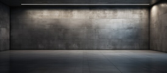 An empty room with concrete and coquina walls, illuminated by a bright light coming from the ceiling. The room appears stark and minimalist, with a strong focus on the central light source.