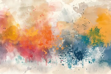 Watercolor stains in expressive abstract digital art, featuring subtle splatter details and gentle washes.