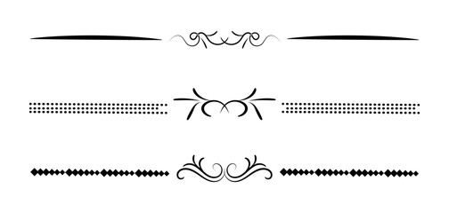 Set of line decorative calligraphic elements  - obrazy, fototapety, plakaty